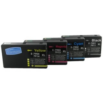 4 Druckerpatronen kompatibel für Epson T7901XL-T7904XL black cyan magenta yellow WF-4600 WF-4630 DW